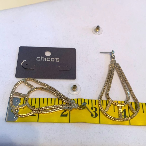 Chico’s Gold Tone Teardrop Chain Link Post Drop Earrings - Picture 5 of 9